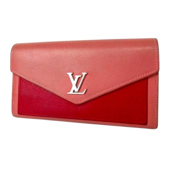 Authentic LV Louis Vuitton Two Tone My Lock Me Red x Pink Leather Long Wallet - Picture 1 of 12